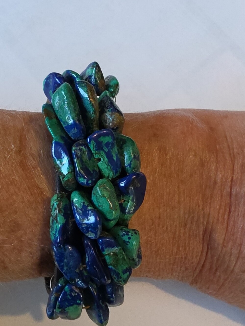 azurite-malachite Leather Bracelet